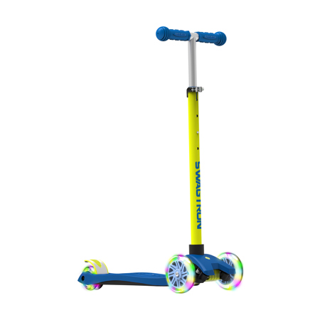 Swagtron K5 3-Wheel Kids Scooter with Light-Up Wheels, Blue