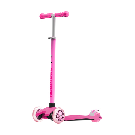 Swagtron K5 3-Wheel Kids Scooter with Light-Up Wheels, Pink