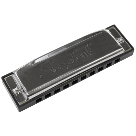 Sawtooth Screamer Chrome Plated Harmonica with Case and Polish Cloth, Key - Bb