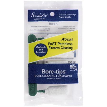 Swab-its Bore-tips, .45/11.5mm Cal Reusable Foam Cleaning Tips, 8/32 Threads