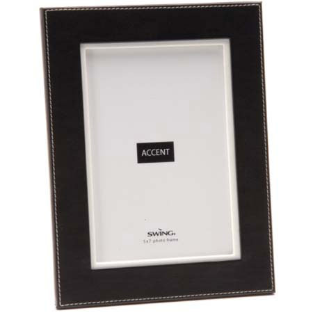 Swing Accent Faux Leather Frame for 5x7in Photo, Black