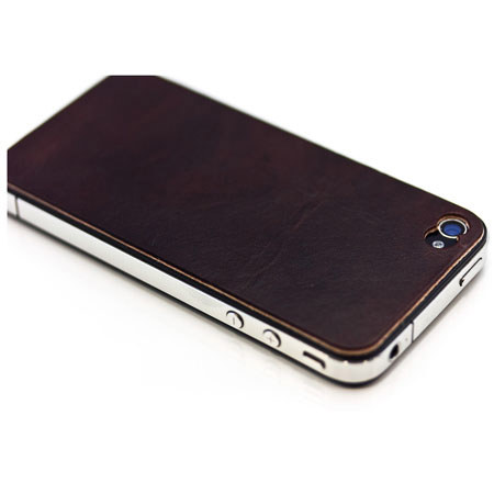 Slickwraps Medium Brown Leather Wrap for Apple iPhone 4/4S