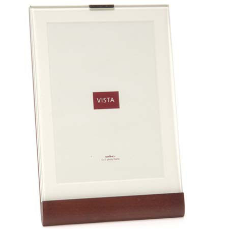 Swing Tasha Frame, Glass Picture Frame with Off-White Mat & Thick Walnut Base, for One 5x7" Photograph.