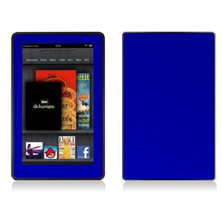 Slickwraps Kindle Fire Blue Carbon Fiber Wrap