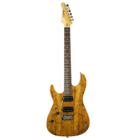 Sawtooth Natural Left-Handed Electric Guitar w/Humbucker Pickups, Spalted Maple