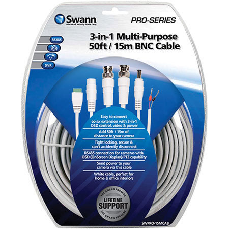 Swann 3-in-1 Multi-Purpose 50ft/15.2m BNC Extension Cable