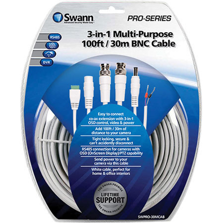 Swann 3-in-1 Multi-Purpose 100ft/30.4m BNC Extension Cable