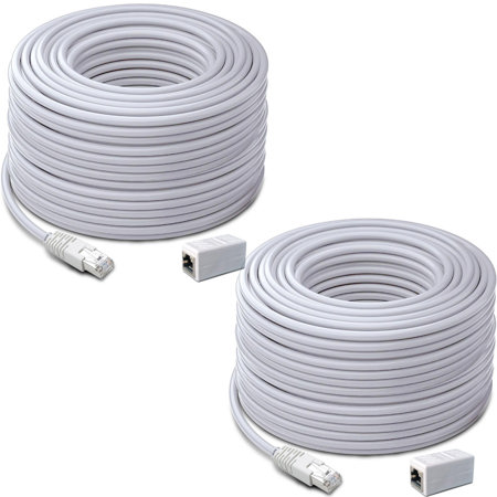 Swann 2 Pack Cat5 Security Ethernet Cable, 200', White