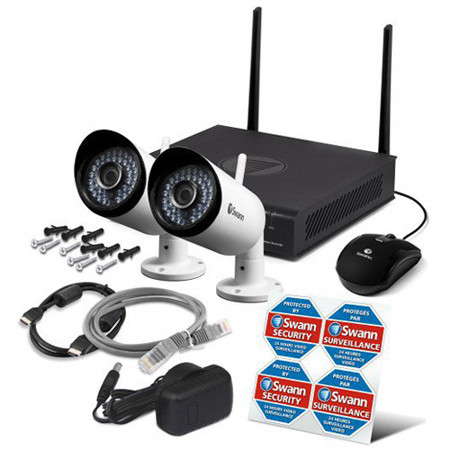 Swann 4 Channel NVR, 1TB HDD and 2x 1080p Outdoor Wi-Fi Bullet Cameras