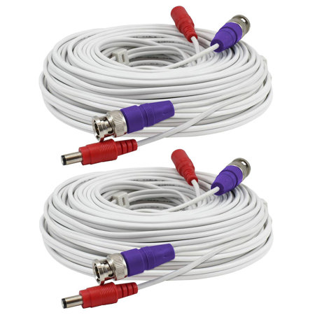 Swann 2 Pack  BNC Security Extension Cable, 50', White
