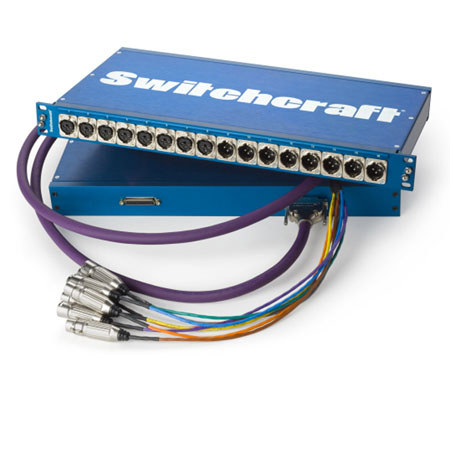 Switchcraft XLR 8 Female and 8 Male to 2x DB25 Rear Pass-Through I/O Rack Panel for AES/EBU Digital Audio