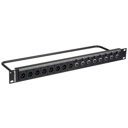 Switchcraft 1RU Pre-Loaded QG Panel with 8 Male & 8 Female 3-Pin XLR Connectors