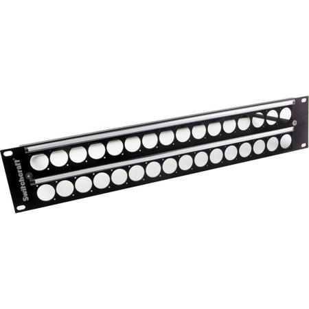 Switchcraft 2RU Empty QG Panel with 2x16 E Knockouts, 4-40 Holes, Cable Tie Bar