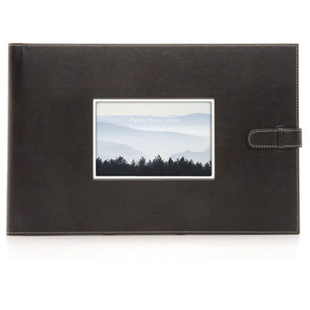 Swing Piping Bound Photo Album, holds 192 4x6" Photos 4-up, Black.