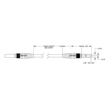 Switchcraft 75Ohm Midsize Mini-WECo M to Mini-WECo M Patchcord, 1' Length, Blue