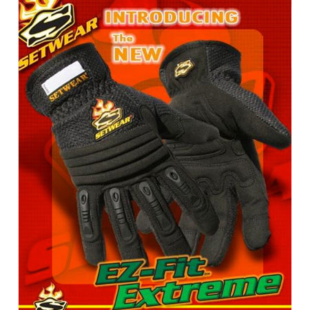 SetWear EZ-Fit Extreme Gloves Pair X-Large (Size 11) Approximatly 4.5-5" -BLACK-