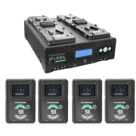 Core SWX 4x Hypercore Slim 98Wh 14.8V V-Mount Battery W/Fleet Micro V-MT Charger