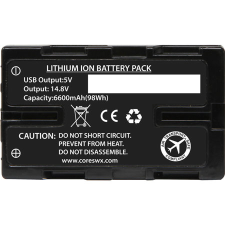 Core SWX Nano-U98 6600mAh HDV Battery with 4 LED Gauge, PowerTap, USB for Sony PMW/PXW Camcorder & Sony FS5 Camera