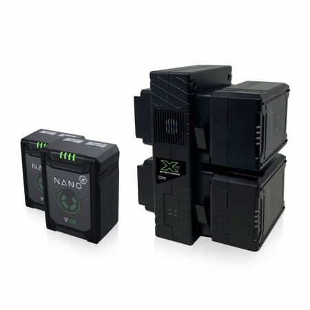 Core SWX X4 V-Mount Quad Charger with 4 Nano Micro Battery Packs