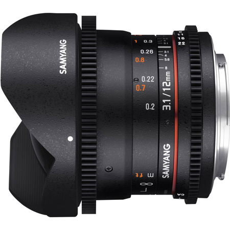 Samyang VDSLR II 12mm T3.1 Cine Fisheye Lens for Sony Alpha A Mount DSLR Cameras