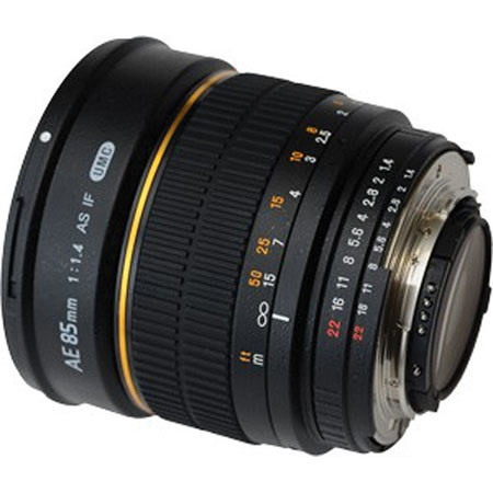 Samyang 85mm f/1.4 Aspherical Lens for Nikon with Focus Confirm Chip, Manual Focus