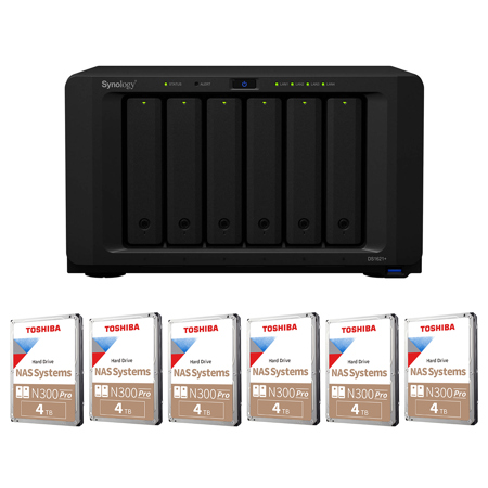 Synology DiskStation DS1621+ 6-Bay NAS Enclosure, Bundle with 6x Toshiba 4TB N300 Pro 7200 RPM SATA III 3.5" Internal NAS HDD