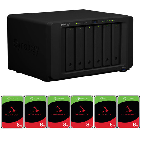 Synology DiskStation DS1621+ 6-Bay NAS Enclosure, Bundle with 6x IronWolf 8TB SATA III 3.5" 7200 RPM Internal NAS Hard Drive