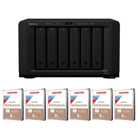Synology DiskStation DS1621+ 6-Bay NAS Enclosure w/6x N300 8TB Internal HDD