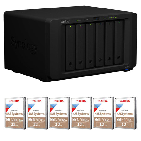 Synology DiskStation DS1621+ 6-Bay NAS Enclosure, Bundle with 6x Toshiba N300 Pro 12TB SATA III 3.5" Internal NAS Hard Drive