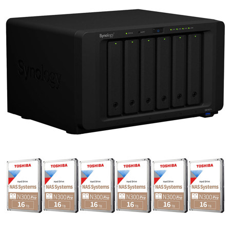 Synology DiskStation DS1621+ 6-Bay NAS Enclosure, Bundle with 6x Toshiba N300 Pro 16TB SATA III 3.5" Internal NAS Hard Drive