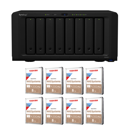 Synology Diskstation DS1821+ 8-Bay NAS Enclosure w/8x Red Plus 8TB Internal HDD