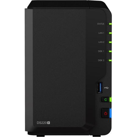 Synology DiskStation DS220+ 2-Bay NAS Enclosure, 2-Core 2.0GHz, 2GB RAM, No HDD