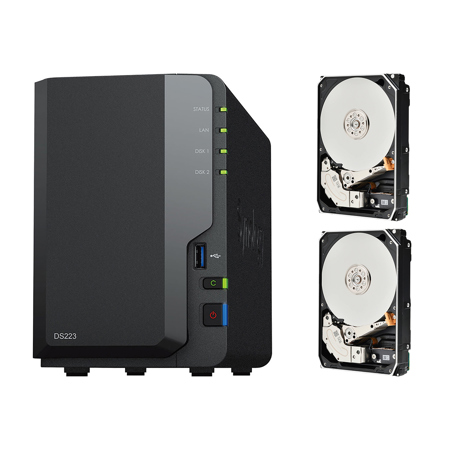 Synology DiskStation DS223 2-Bay NAS Enclosure, Bundle with 2x Toshiba N300 Pro 6TB SATA III 3.5" Internal NAS Hard Drive