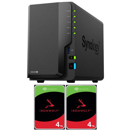 Synology DiskStation DS224+ 2-Bay NAS Enclosure w/2x 4TB SATA III 3.5" NAS HDD