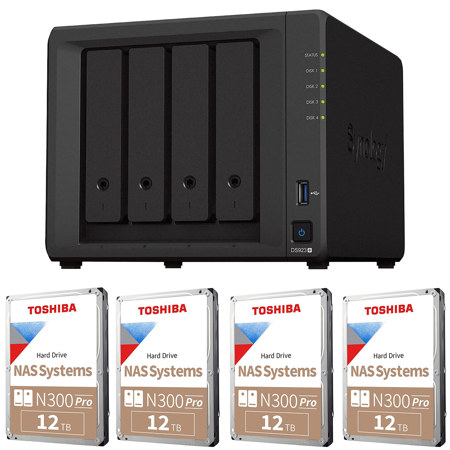 Synology DiskStation DS923+ 4-Bay NAS Enclosure, Bundle with 4x Toshiba N300 Pro 12TB SATA III 3.5" Internal NAS Hard Drive