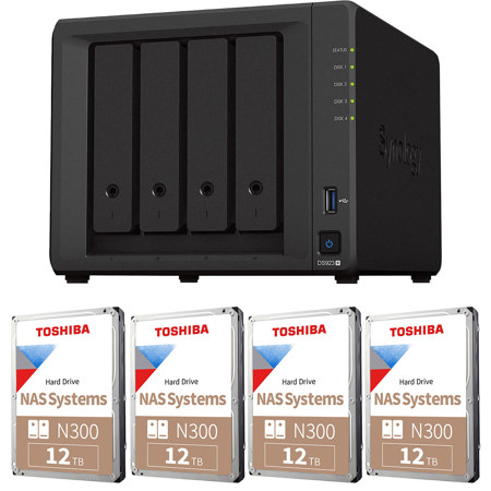 Synology DiskStation DS923+ 4-Bay NAS Enclosure w/4x 12TB N300 Internal NAS HDD