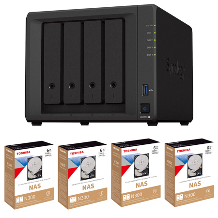 Synology DiskStation DS923+ 4-Bay NAS Enclosure, Bundle with 4x Toshiba N300 6TB SATA III 3.5" Internal NAS Hard Drive