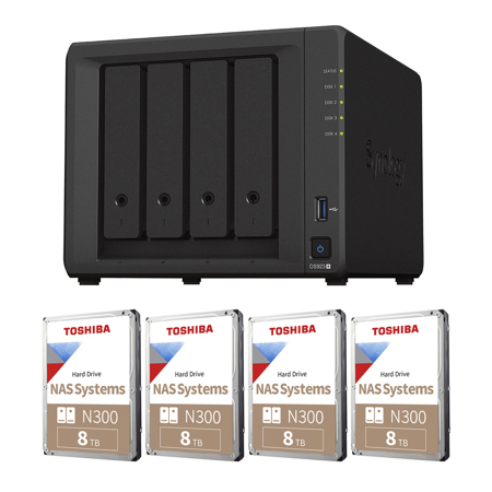 Synology DiskStation DS923+ 4-Bay NAS Enclosure w/4x N300 8TB Internal HDD