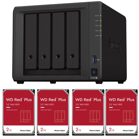 Synology DiskStation DS923+ 4-Bay NAS Enclosure, Bundle with 4x WD Red Plus 2TB 3.5" SATA III Internal NAS Hard Drive