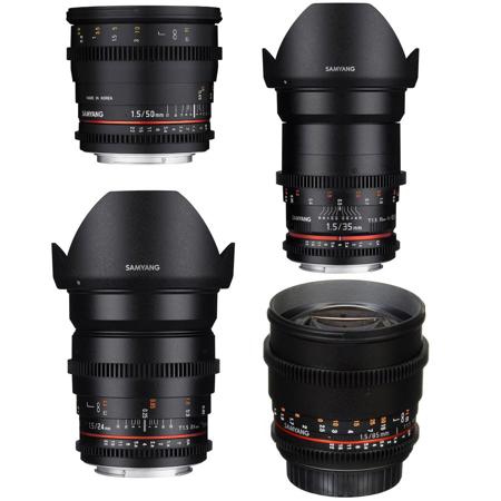 Samyang Cine DS Lens Bundle for Canon EF, 24mm, 35mm, 50mm, 85mm