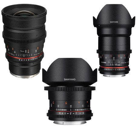 Samyang Cine DS WA Lens Bundle 14mm T3.1 24mm T1.5 35mm T1.5, For Nikon F Mount