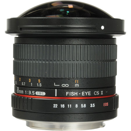 Samyang 8mm f/3.5 HD Fisheye Manual Focus Lens w/Removable Hood for Canon