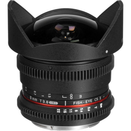 Samyang 8mm T3.8 HD Fisheye Cine Lens for Canon EF with Removeable Hood