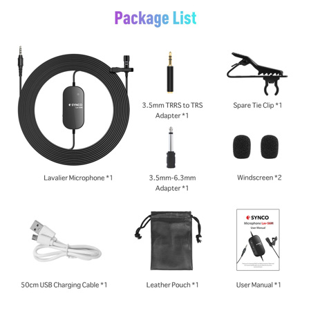 Synco Audio Lav-S6M Lavalier Omnidirectional Condenser Microphone