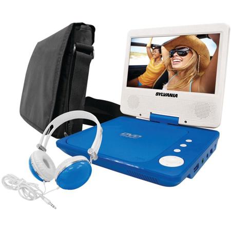 Sylvania 7" Swivel-Screen DVD Player with Matching Headphones & Travel Bag, Blue
