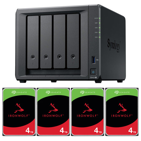 Synology DiskStation DS423+ 4-Bay NAS Enclosure, Bundle with 4x IronWolf 4TB SATA III 3.5" 5400 RPM Internal NAS Hard Drive