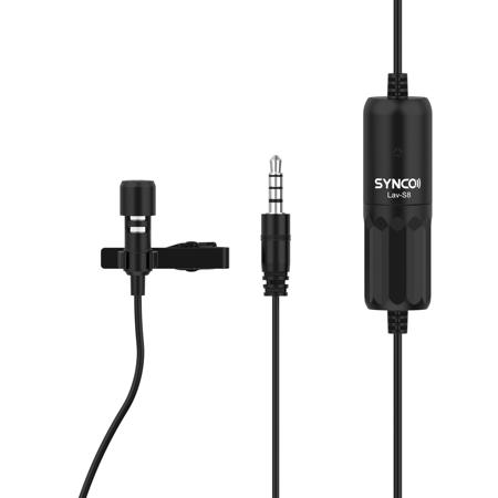 Synco Audio Lav-S8 Omnidirectional Lavalier Microphone, Black