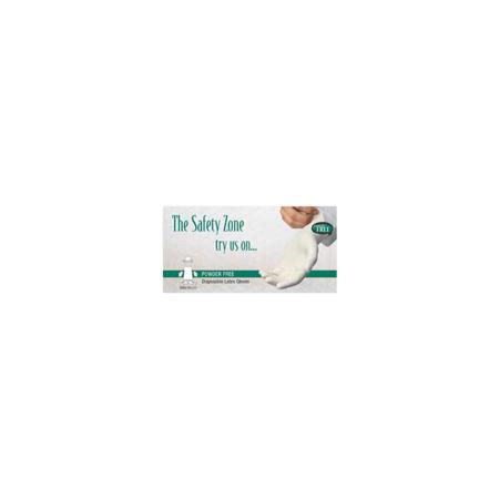 Safety Zone Powder-Free Latex Gloves, Rolled Cuff, 100/Box, 10/Case, Large