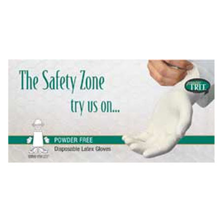 Safety Zone Powder-Free Latex Gloves, Rolled Cuff, 100/Box, 10/Case, Medium