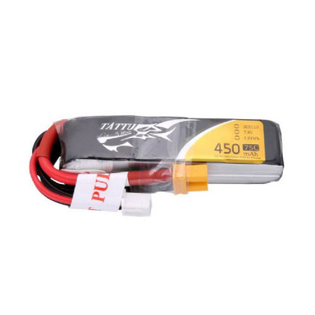 Tattu 450mAh 7.4V 75C 2S1P Li-Po Battery Pack with XT30 Plug